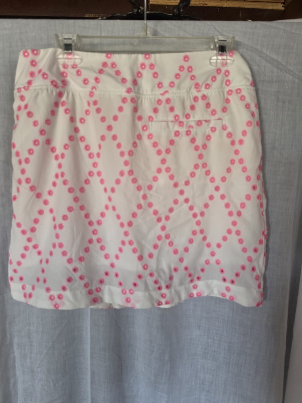 Lilly Pulitzer White Mini Skort with Pink Dot Chevron Pattern